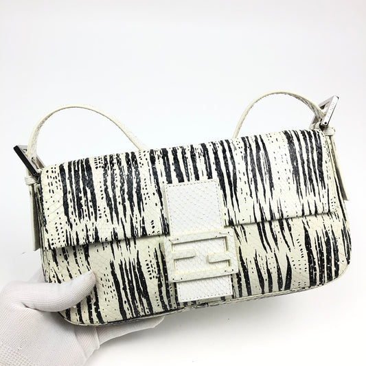 FENDI PYTHON SNAKESKIN BAGUETTE SHOULDER BAG