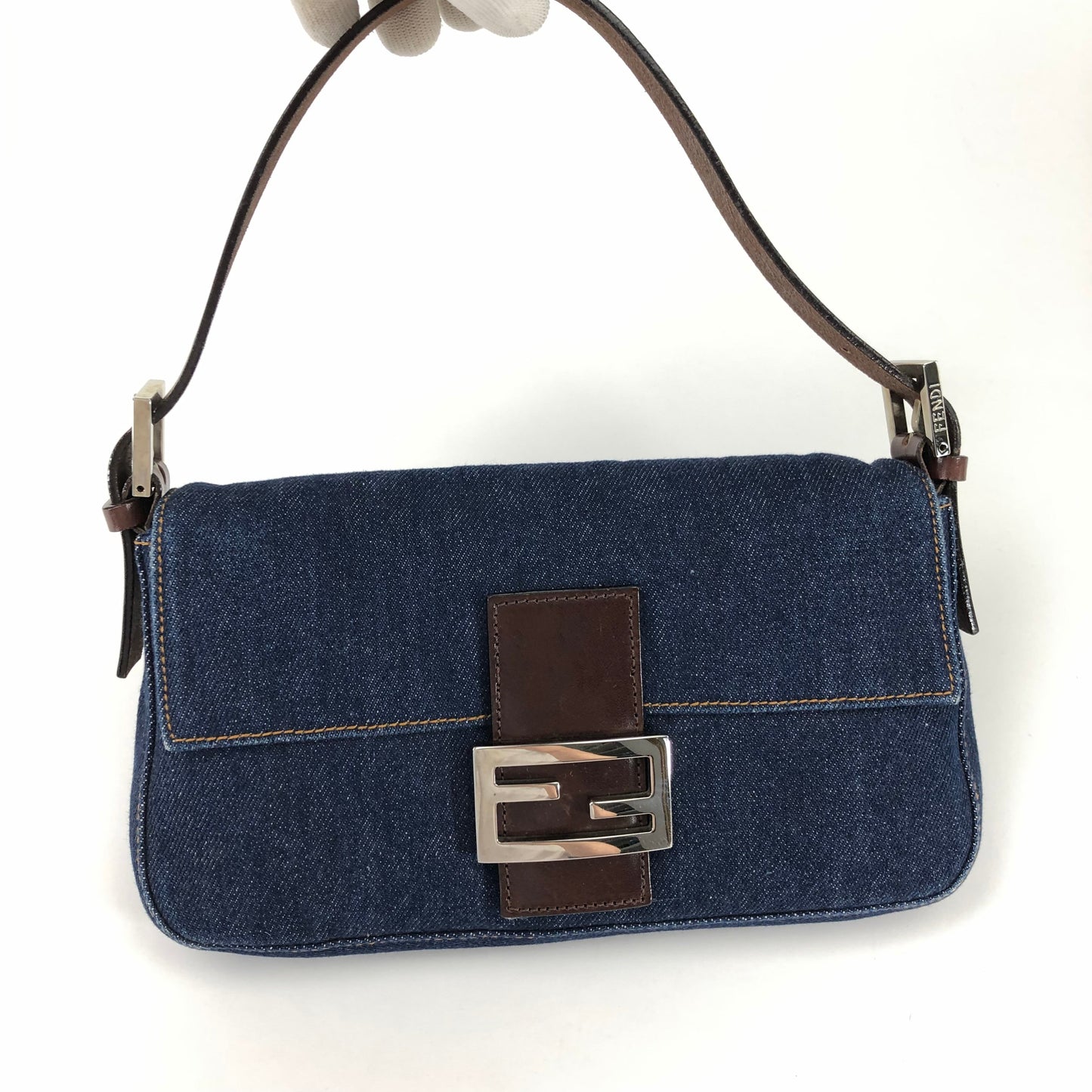 FENDI DENIM BAGUETTE BAG