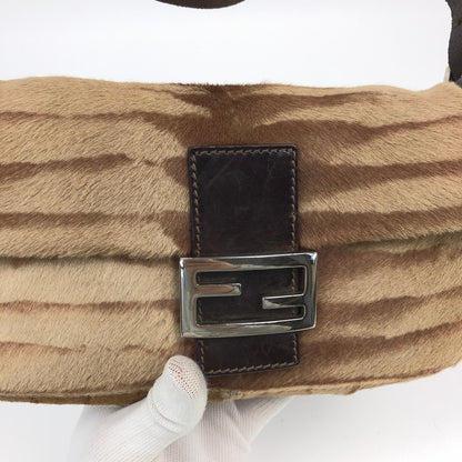 FENDI CALF HAIR BAGUETTE SHOULDER BAG