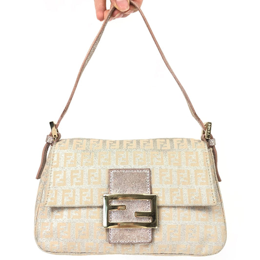 FENDI ZUCCA SHIMMER BAGUETTE BAG