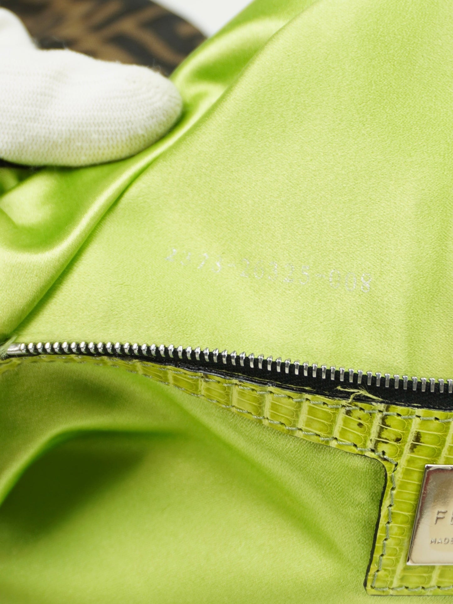 FENDI BEADED MAMA BAGUETTE WITH LIZARD TRIM