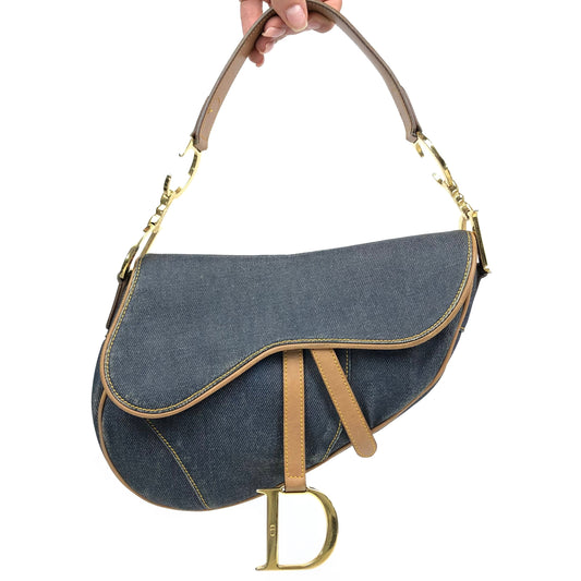 CHRISTIAN DIOR DENIM SADDLE BAG