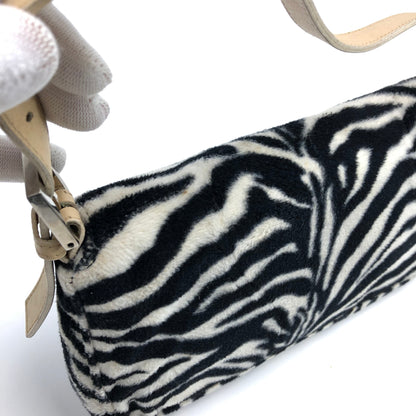 FENDI FLUFFY ZEBRA BAGUETTE SHOULDER BAG