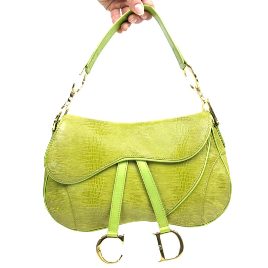 CHRISTIAN DIOR EXOTIC LIZARD DOUBLE SADDLE BAG