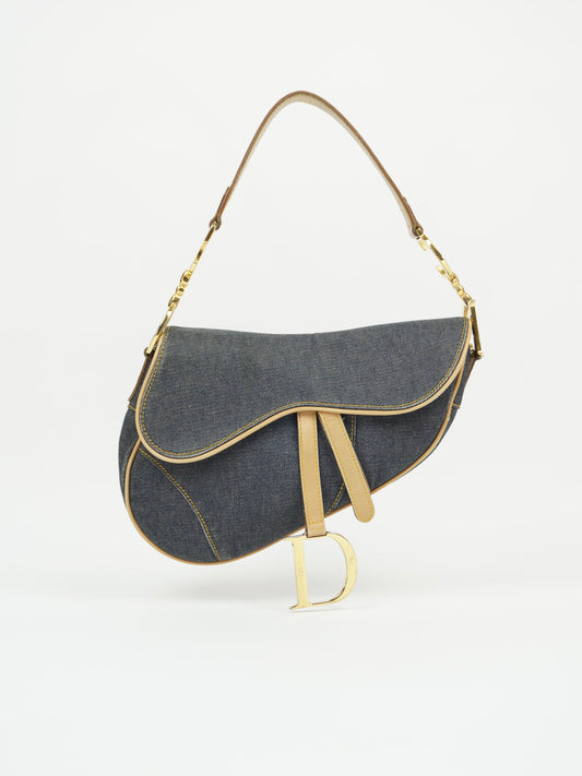 CHRISTIAN DIOR DENIM SADDLE BAG