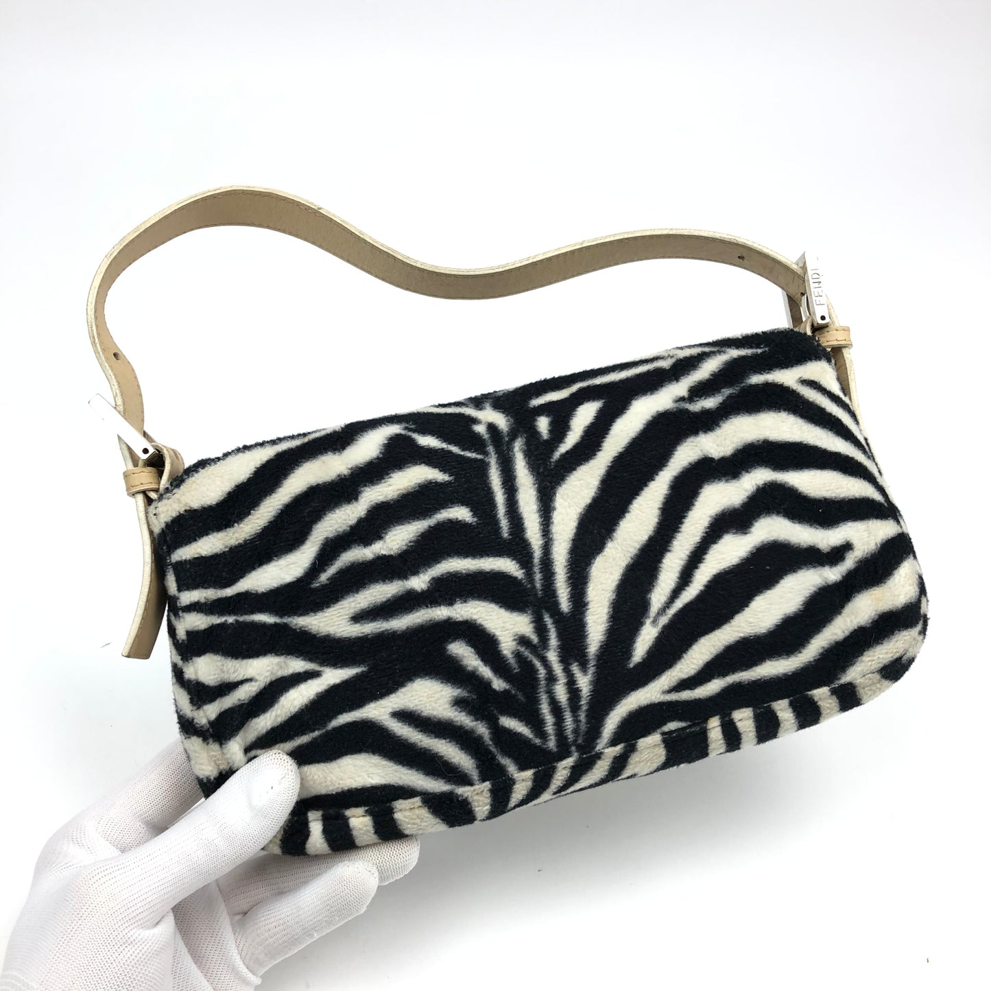 FENDI FLUFFY ZEBRA BAGUETTE SHOULDER BAG