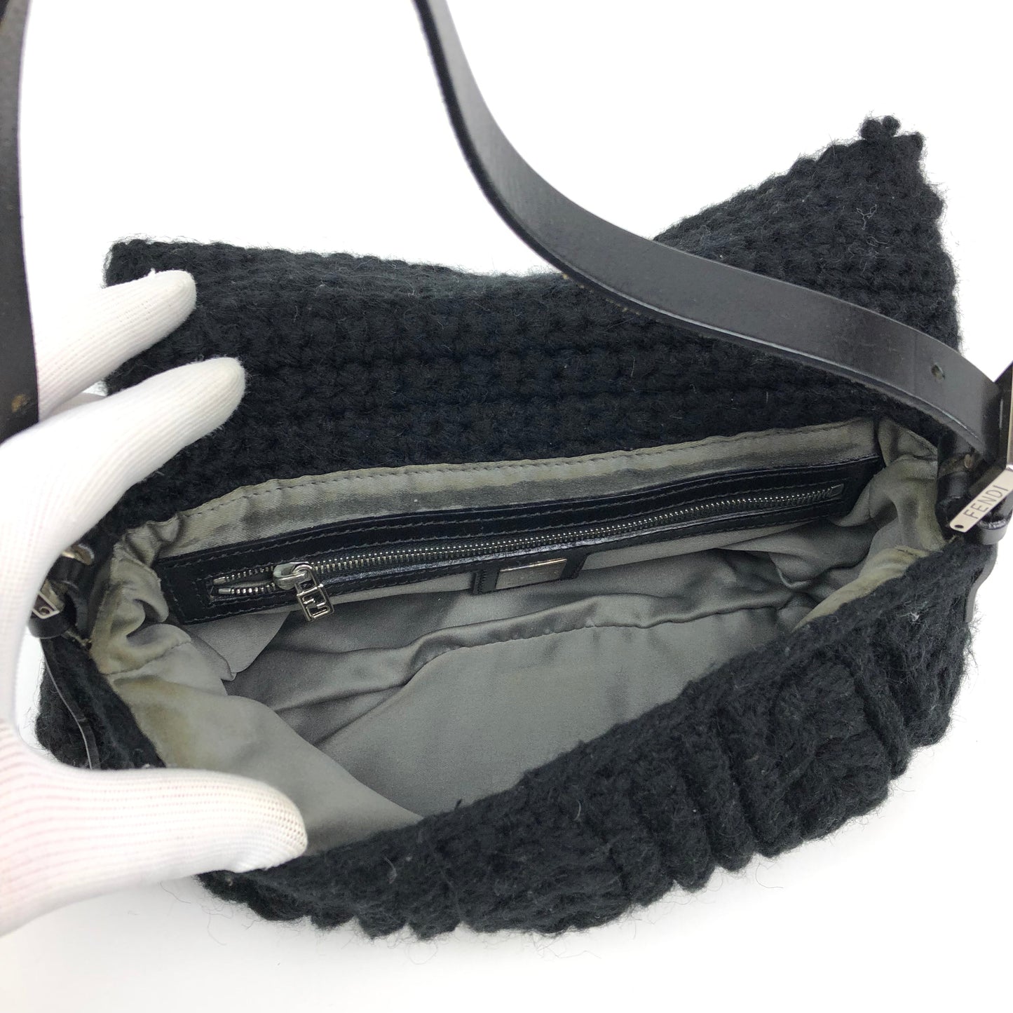 FENDI CASHMERE WOOL BAGUETTE SHOULDER BAG