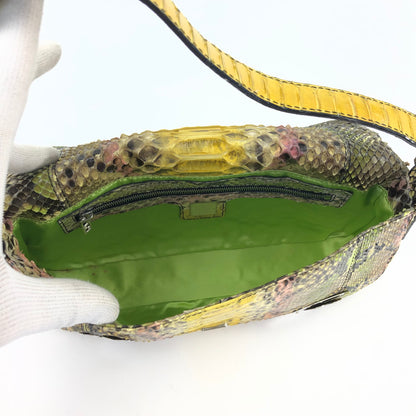 FENDI MULTI COLOUR PYTHON SNAKESKIN BAGUETTE BAG WITH METAL/MIRROR DETAILING