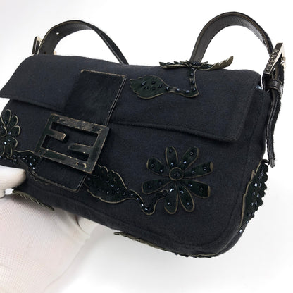 FENDI BAGUETTE WITH CALF HAIR AND BEADED DETAILING