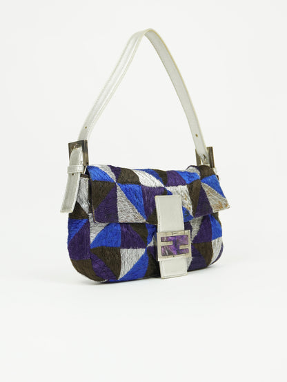 FENDI GEOMETRIC EMBROIDERED BAGUETTE WITH MARBLE BUCKLE