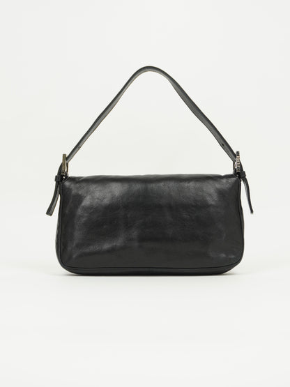 FENDI LEATHER BAGUETTE WITH GREEN BUCKLE