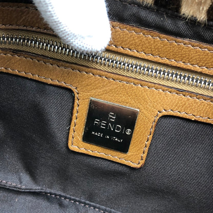 FENDI LEOPARD CALF HAIR BAGUETTE SHOULDER BAG