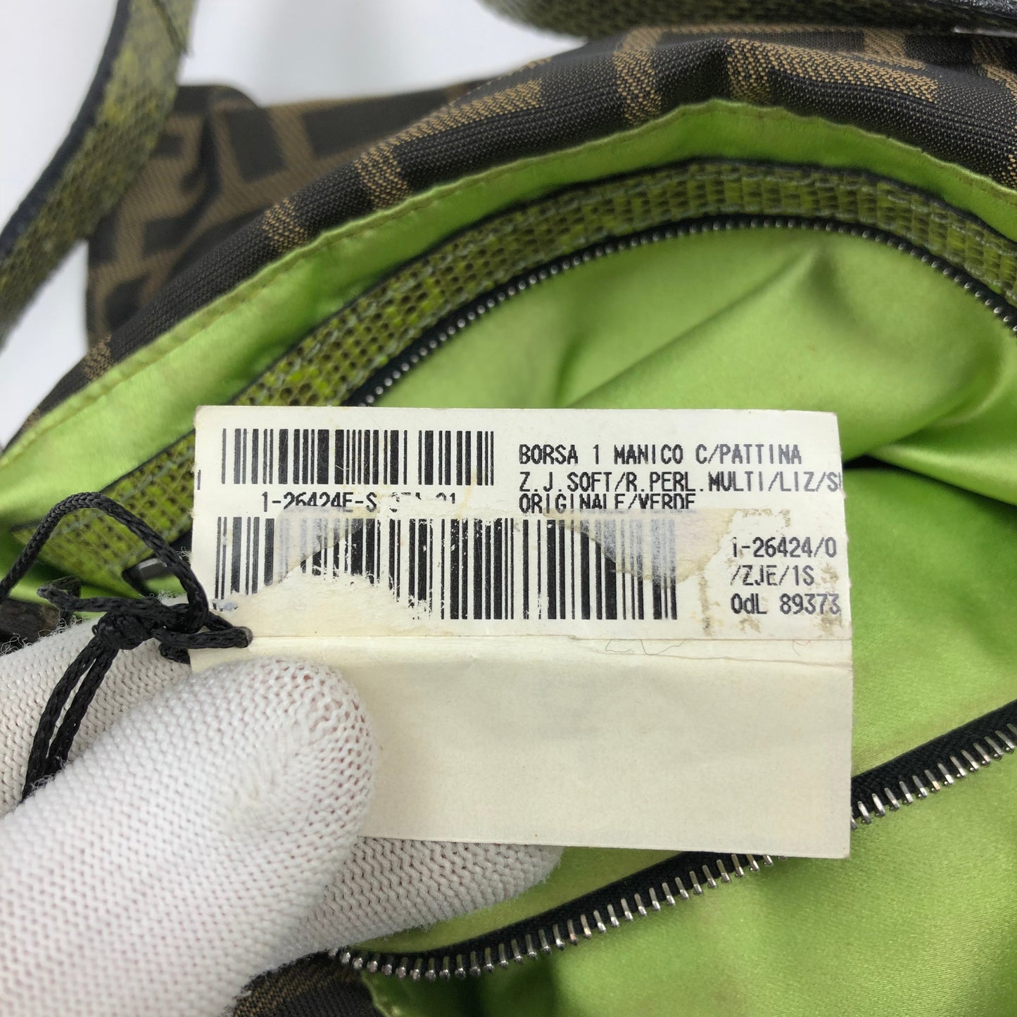 FENDI ZUCCA FLORAL BEADED BAGUETTE BAG WITH EXOTIC LIZARD DETAILING