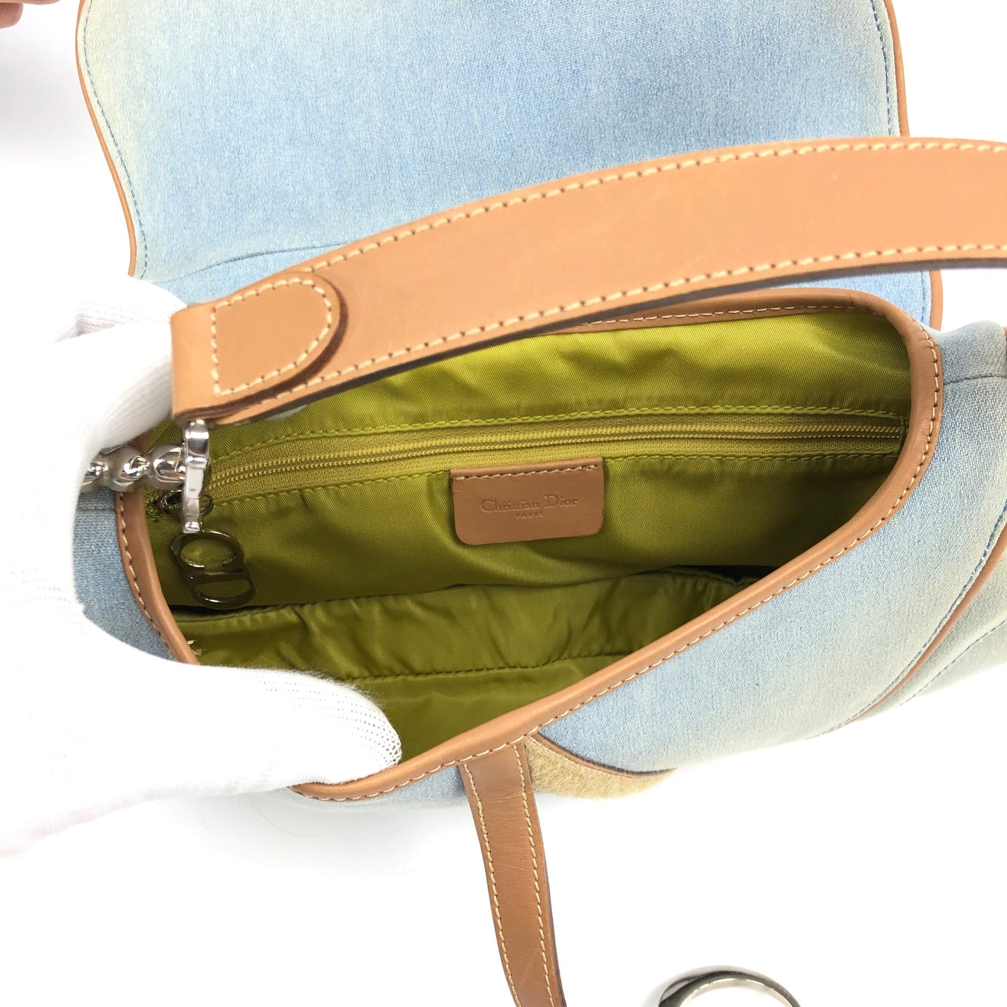 CHRISTIAN DIOR DENIM DOUBLE SADDLE BAG