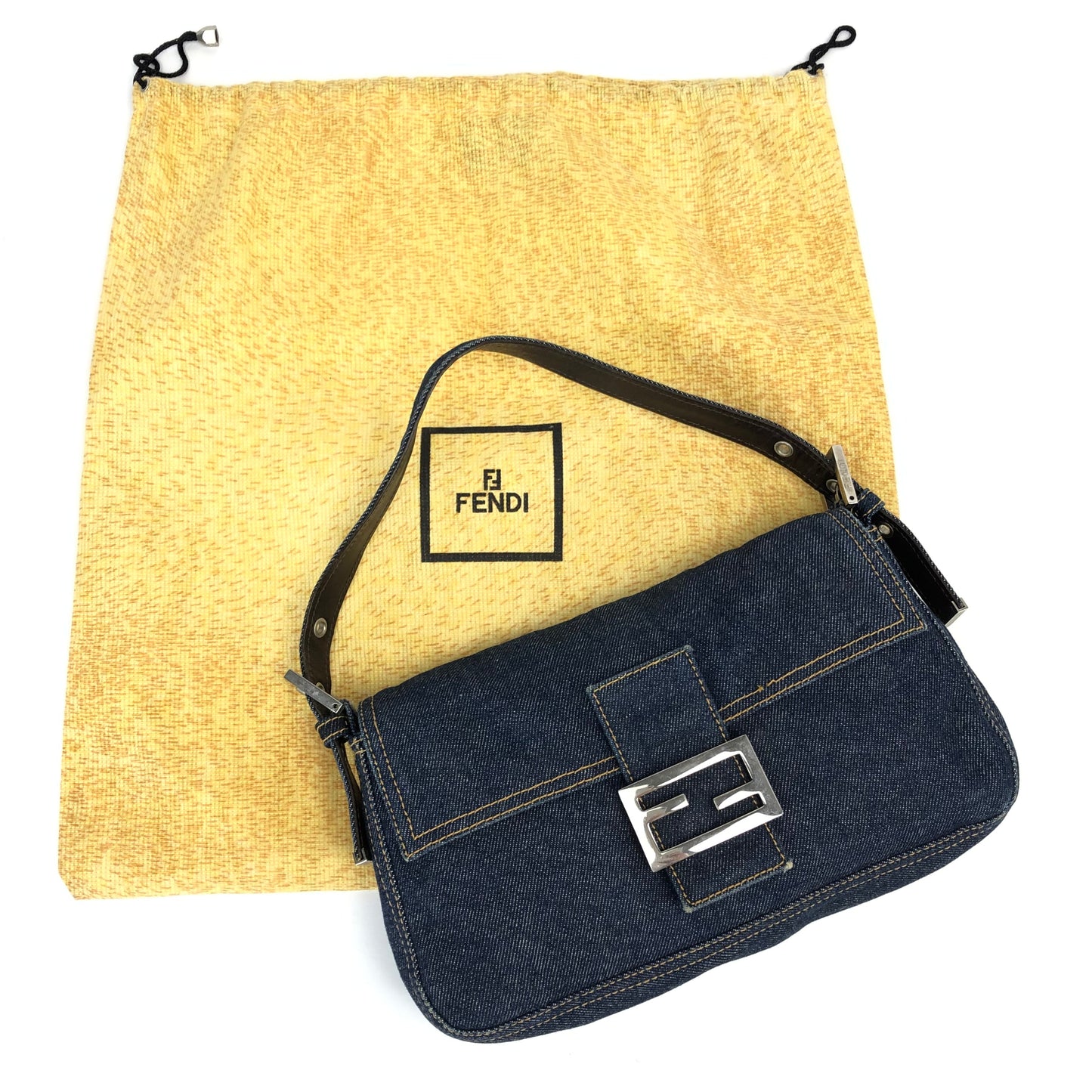 FENDI DENIM BAGUETTE BAG