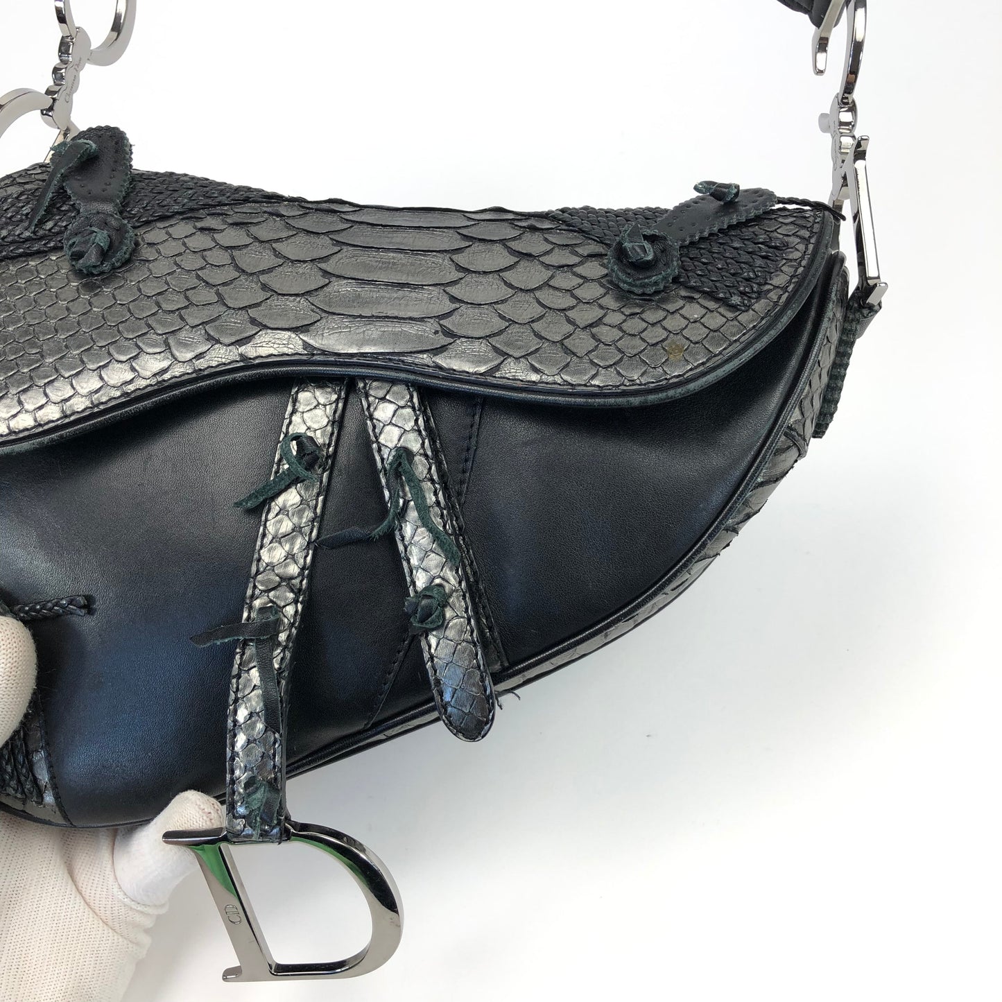 CHRISTIAN DIOR HOLLYWOOD PYTHON LEATHER SADDLE BAG