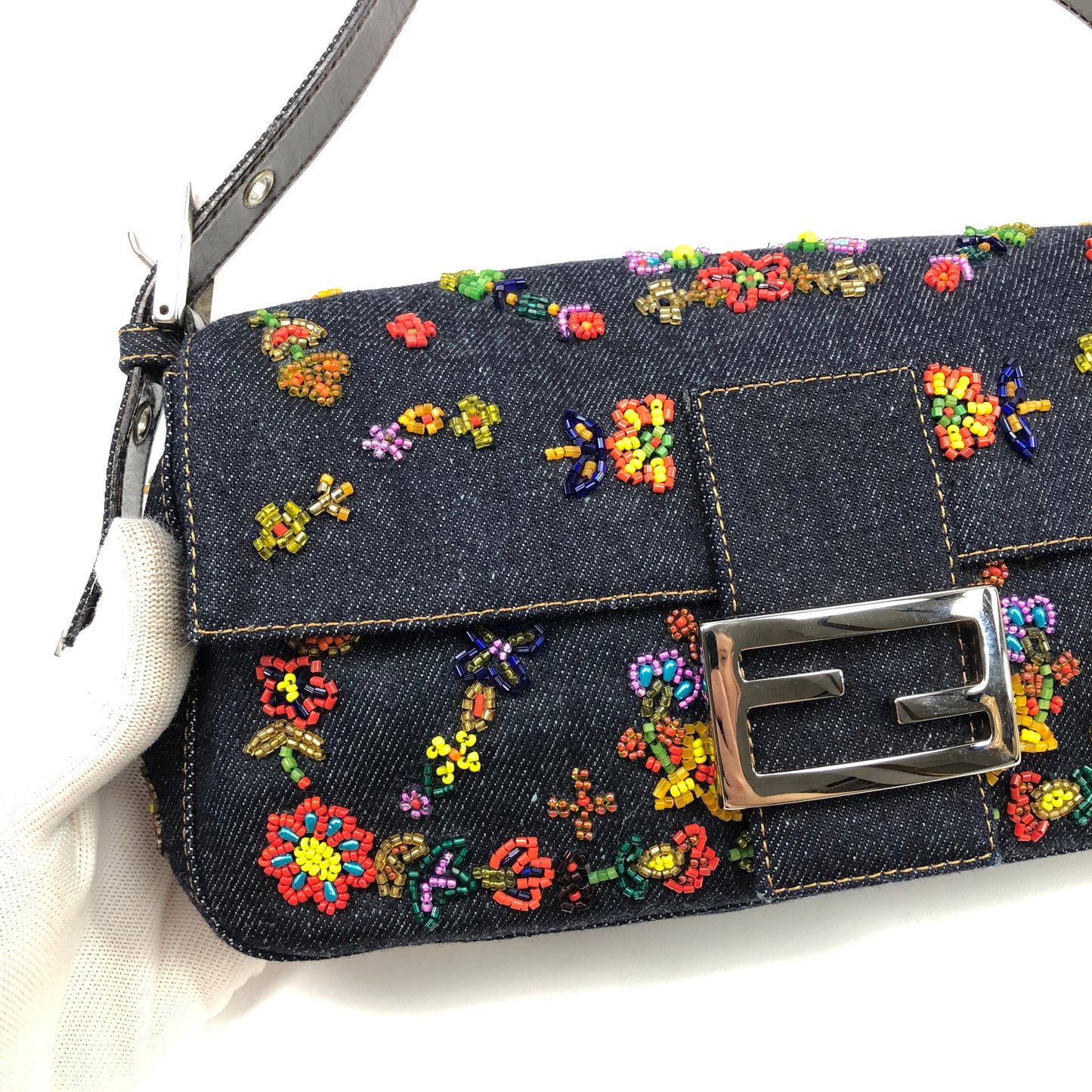 FENDI BEADED BAGUETTE SHOULDER BAG