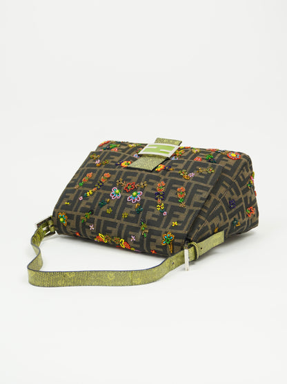 FENDI BEADED MAMA BAGUETTE WITH LIZARD TRIM