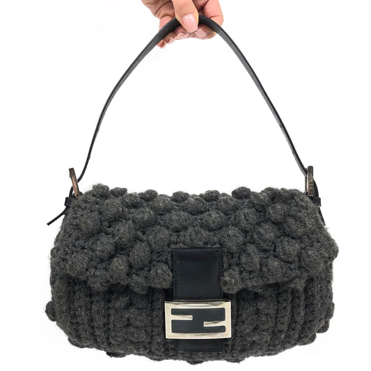 FENDI CASHMERE WOOL BAGUETTE SHOULDER BAG
