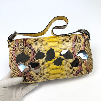 FENDI MULTI COLOUR PYTHON SNAKESKIN BAGUETTE BAG WITH MIRROR DETAILING