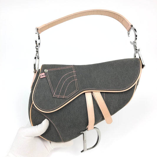 CHRISTIAN DIOR DENIM SADDLE BAG