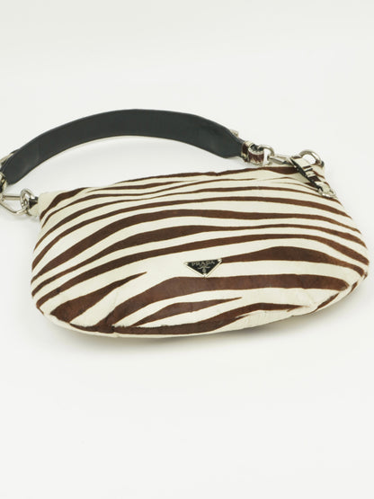PRADA ZEBRA PRINT CAVALLINO HOBO BAG