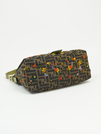 FENDI BEADED MAMA BAGUETTE WITH LIZARD TRIM