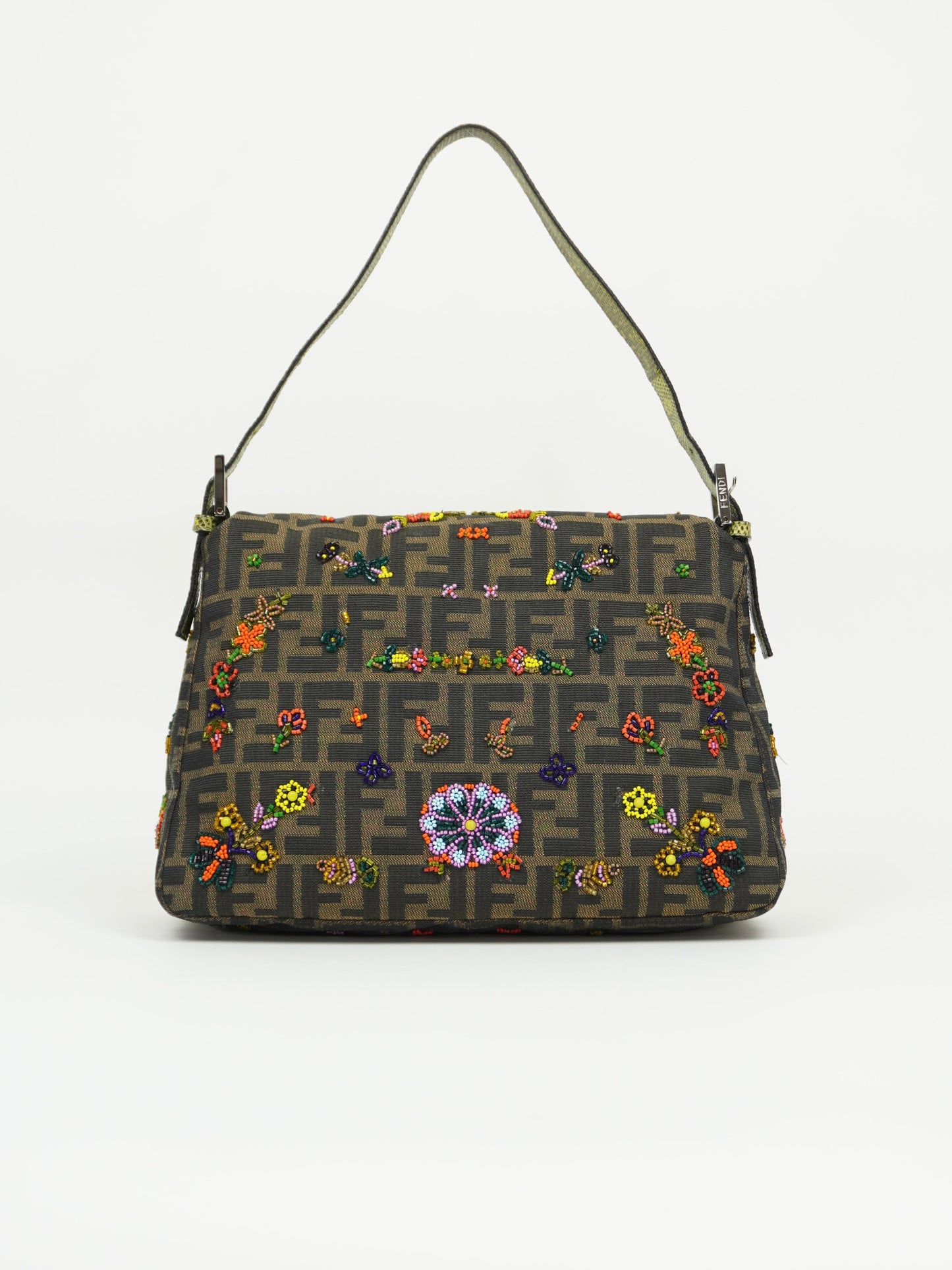 FENDI BEADED MAMA BAGUETTE WITH LIZARD TRIM
