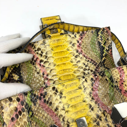 FENDI MULTI COLOUR PYTHON SNAKESKIN BAGUETTE SHOULDER BAG WITH METAL/MIRROR DETAILING