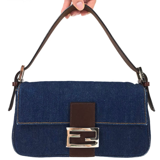 FENDI DENIM BAGUETTE BAG