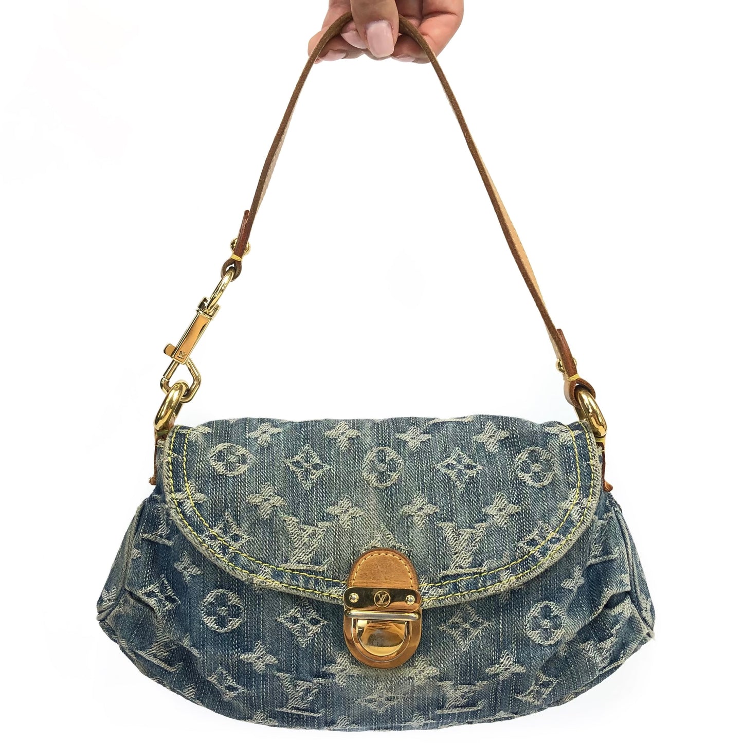 LOUIS VUITTON DENIM PLEATY SHOULDER BAG