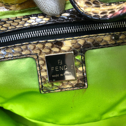FENDI MULTI COLOUR PYTHON SNAKESKIN BAGUETTE BAG WITH MIRROR DETAILING