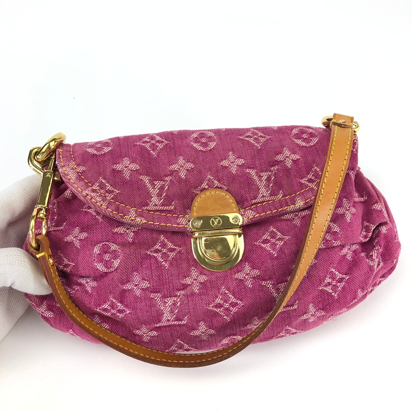 LOUIS VUITTON DENIM PLEATY SHOULDER BAG