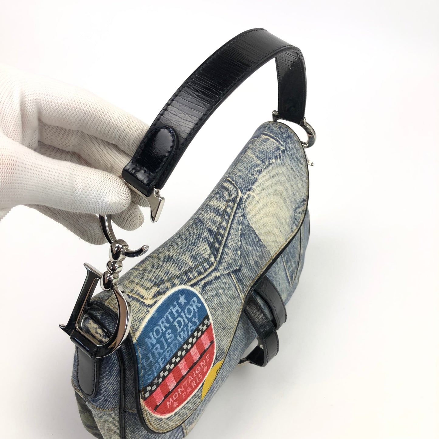 CHRISTIAN DIOR DENIM DOUBLE SADDLE BAG