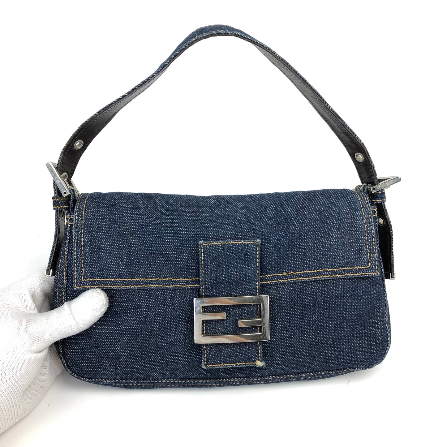 FENDI DENIM BAGUETTE BAG