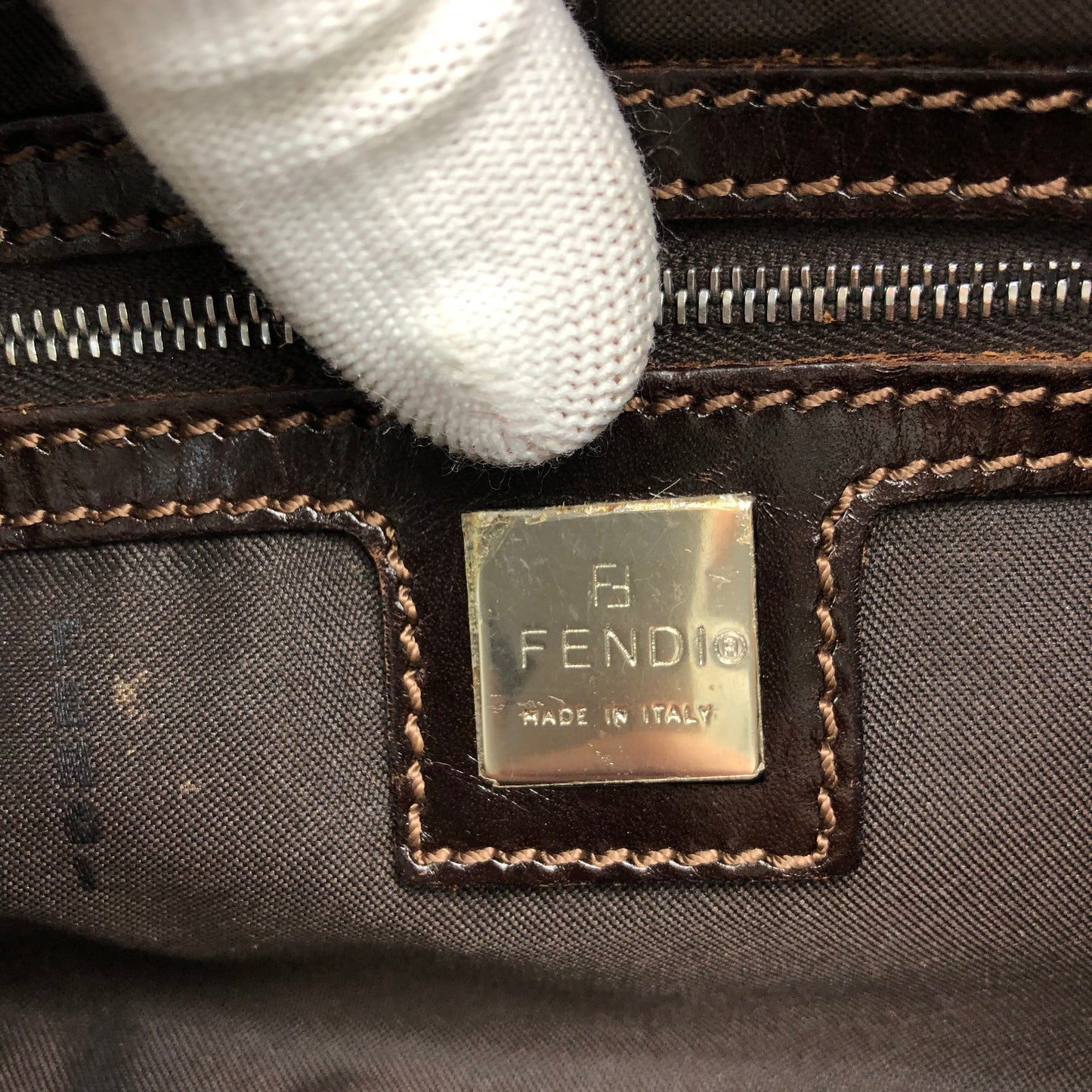 FENDI CALF HAIR BAGUETTE SHOULDER BAG
