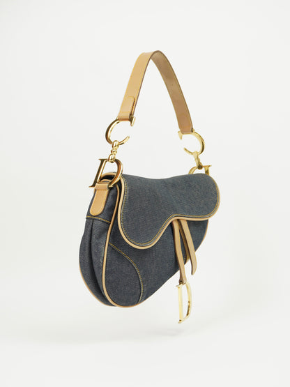 CHRISTIAN DIOR DENIM SADDLE BAG