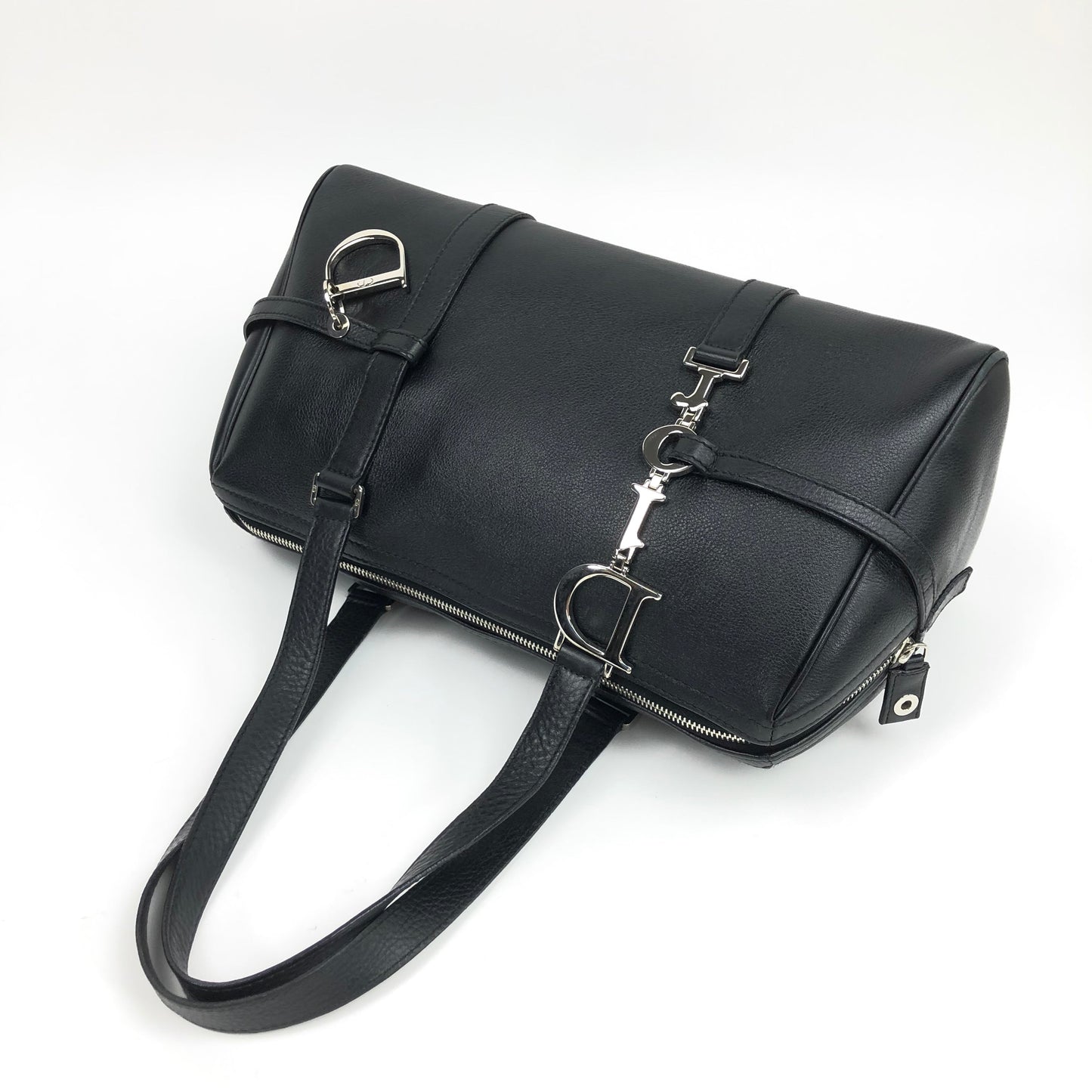 CHRISTIAN DIOR LEATHER BAG WITH SILVER HARDWARE