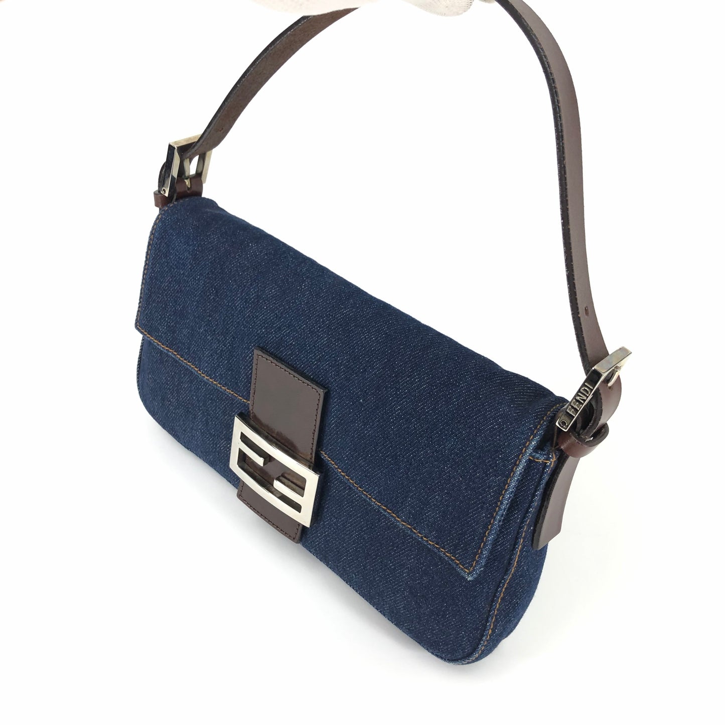FENDI DENIM BAGUETTE BAG