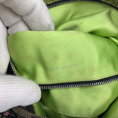 FENDI ZUCCA FLORAL BEADED BAGUETTE BAG WITH EXOTIC LIZARD DETAILING