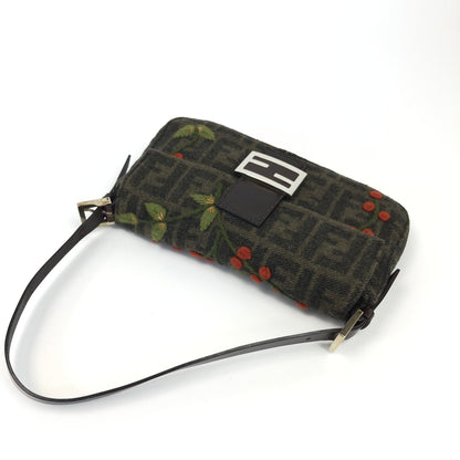 FENDI ZUCCA CASHMERE WOOL BAGUETTE SHOULDER BAG