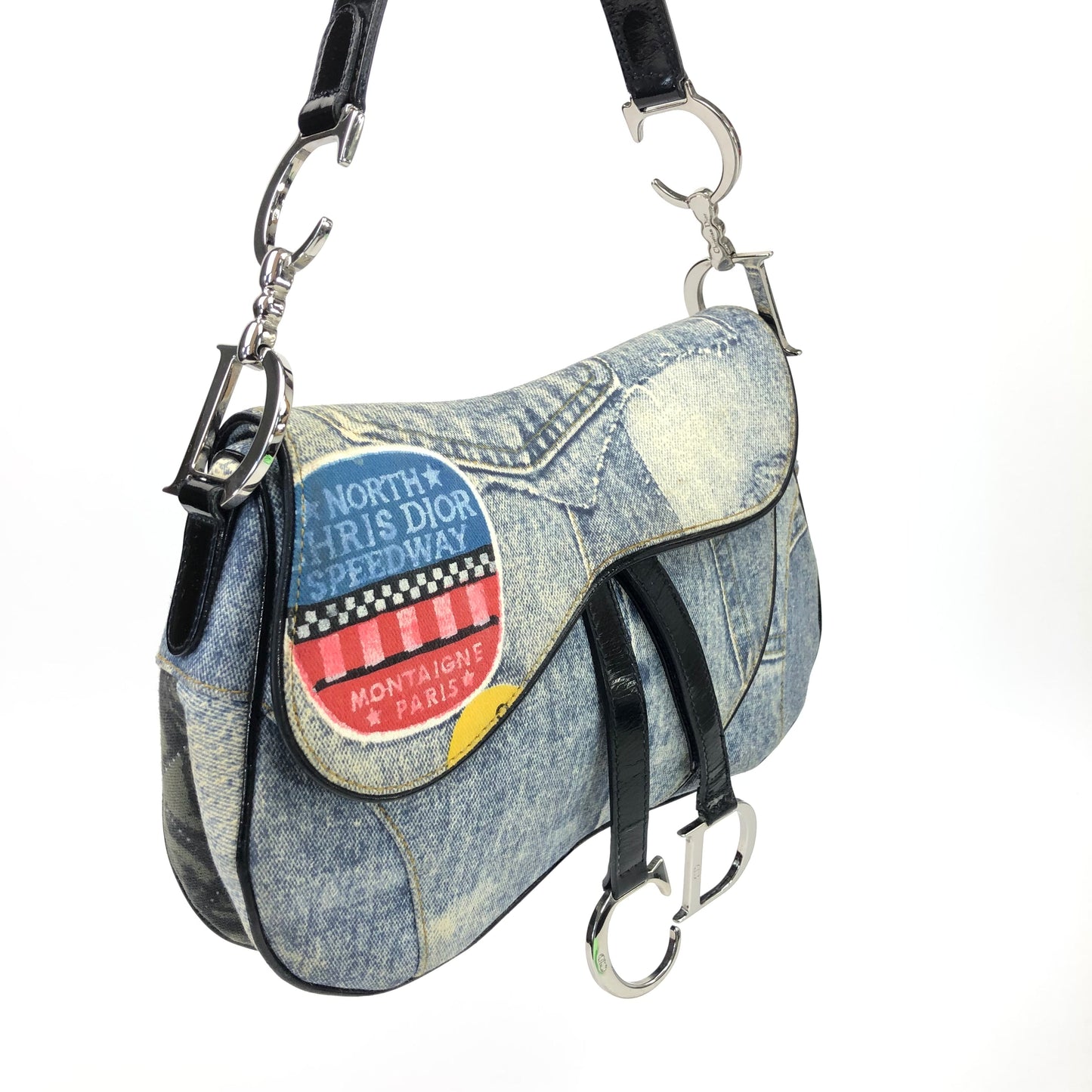 CHRISTIAN DIOR DENIM DOUBLE SADDLE BAG