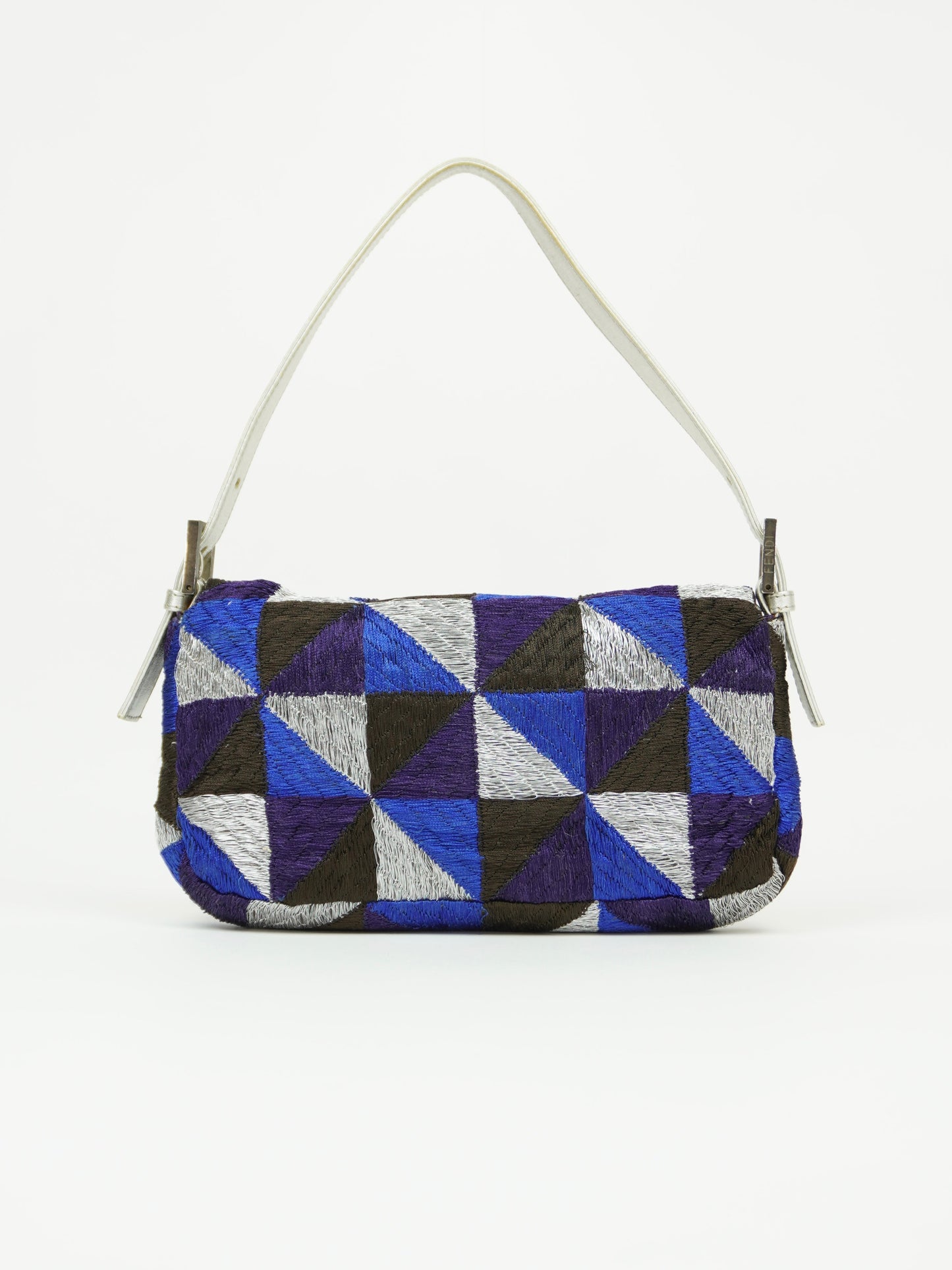 FENDI GEOMETRIC EMBROIDERED BAGUETTE WITH MARBLE BUCKLE