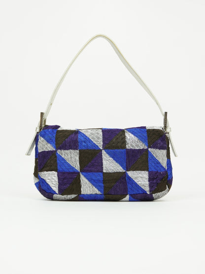 FENDI GEOMETRIC EMBROIDERED BAGUETTE WITH MARBLE BUCKLE