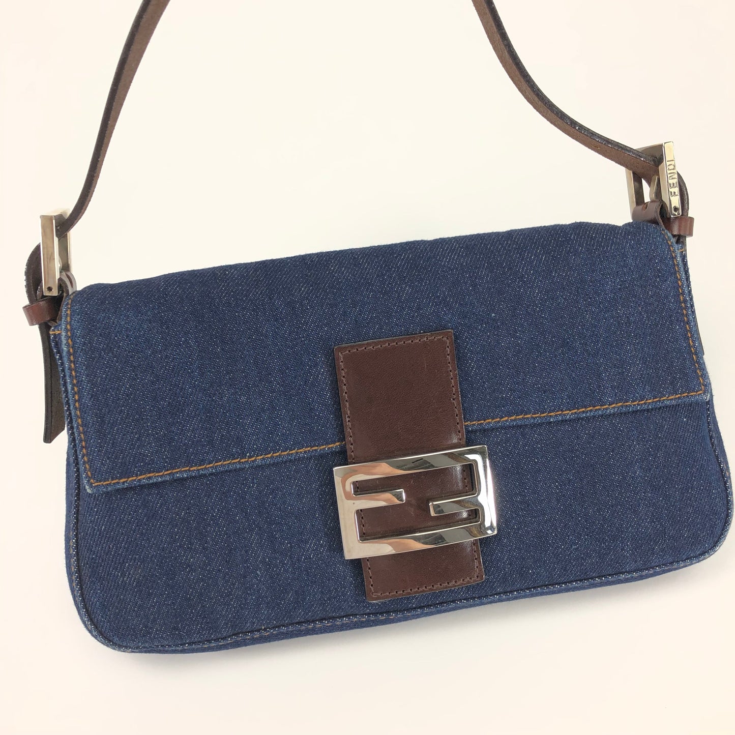 FENDI DENIM BAGUETTE BAG