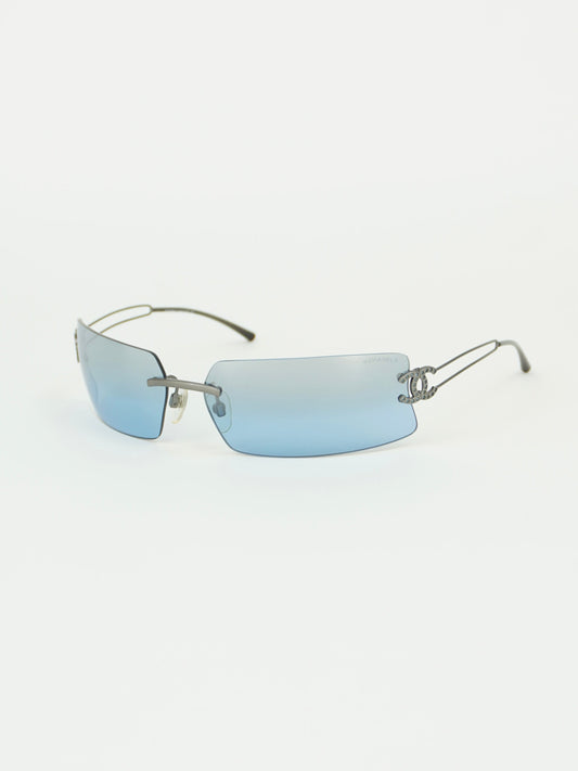 CHANEL RIMLESS RHINESTONE SUNGLASSES
