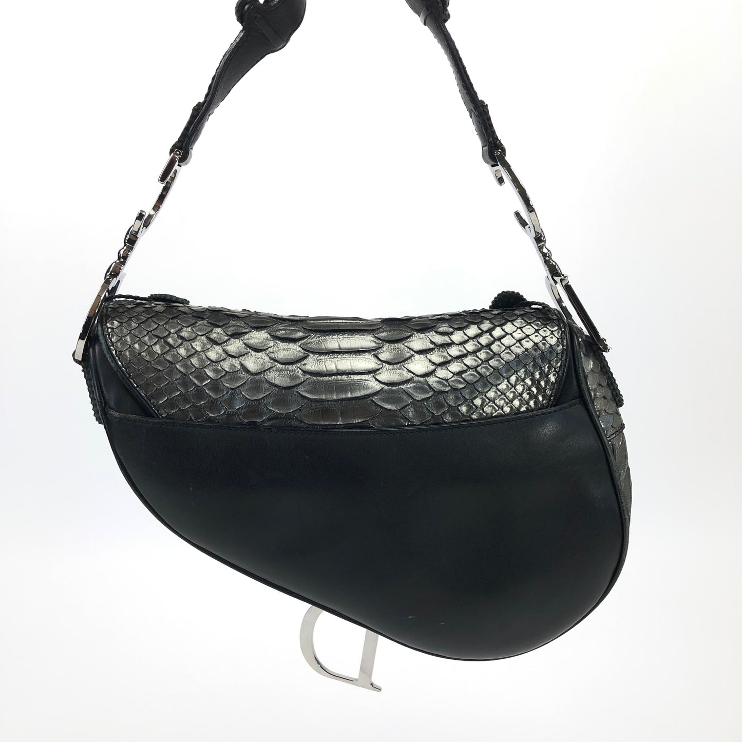 CHRISTIAN DIOR HOLLYWOOD PYTHON LEATHER SADDLE BAG