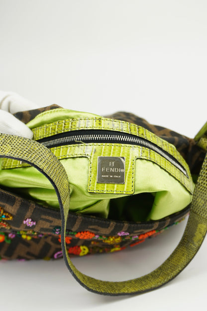 FENDI BEADED MAMA BAGUETTE WITH LIZARD TRIM