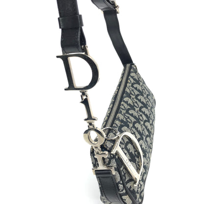 CHRISTIAN DIOR MONOGRAM SHOULDER BAG WITH SILVER DETAILING