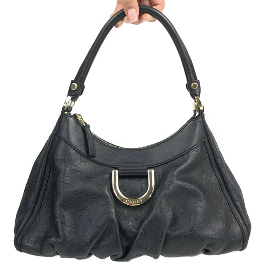 GUCCI MONOGRAM ABBEY LEATHER SHOULDER BAG